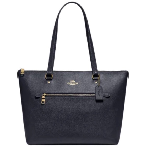 Coach 2Pcs Set BLACK Crossgrain Leather Gallery Tote Shoulder Bag/Wallet - Picture 4 of 9